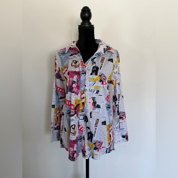 NY&C Madison shirt size S long sleeve Multicolor Graphic Print - Picture 2 of 6